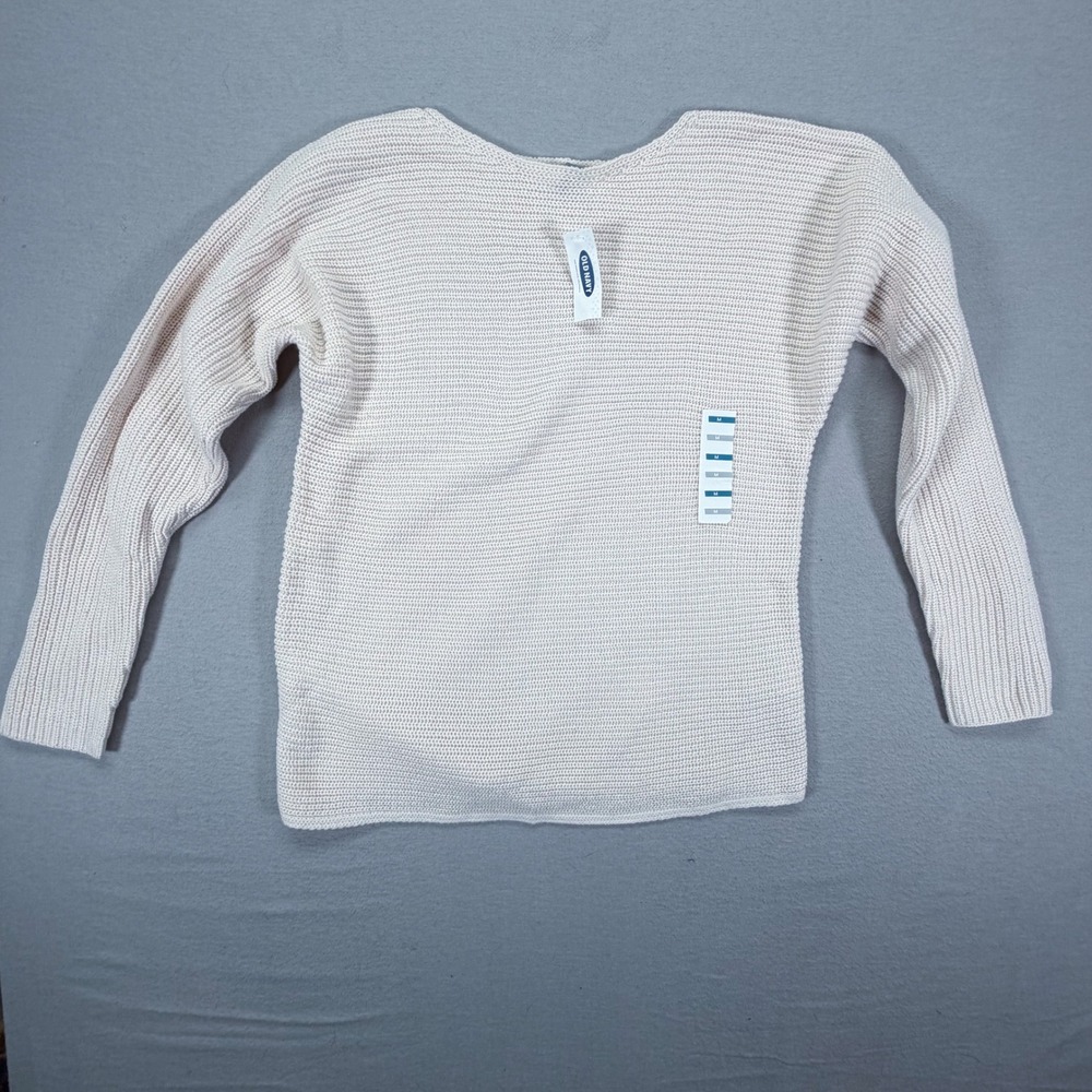 Old Navy Sweater Womens Medium Cream NWT Shaker Knit‎ Cotton Blend Pullover